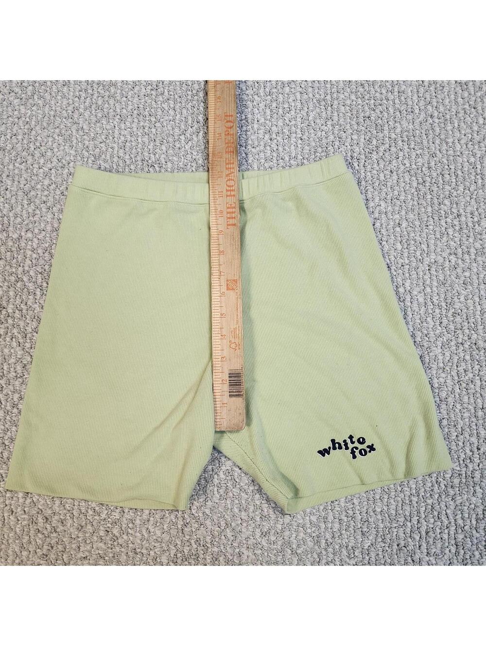 White Fox Light Green Ribbed Biker Shorts Size L - Picture 3 of 8
